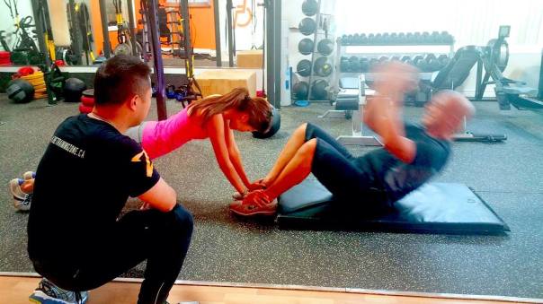 partner push up and sit up training zone
